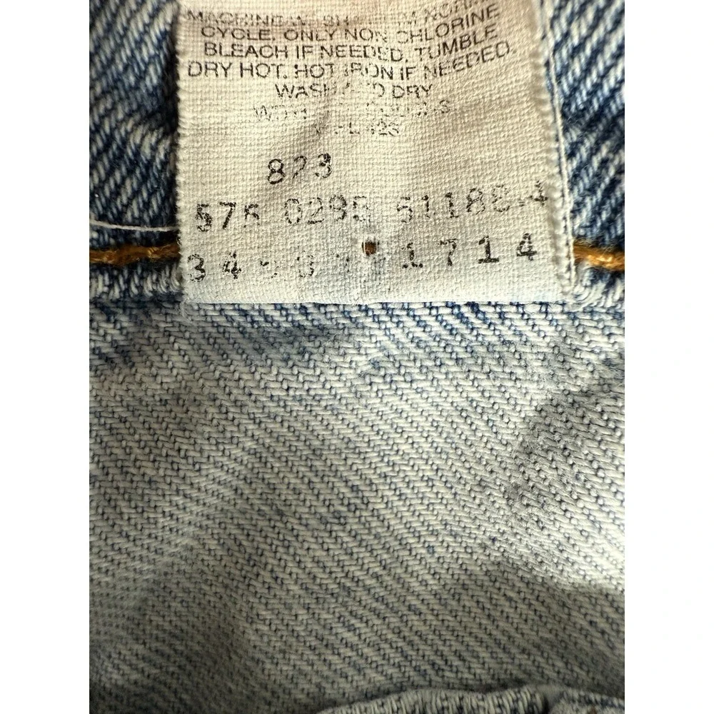 Levis 505 Jean Shorts Mens 38 Distressed Denim Orange Tab 90s Vtg Made‎ In USA